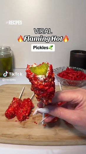 Spicy Flaming Hot Cheeto Pickles Snack Idea
