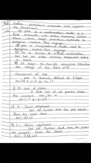 Pushdown Automata Explained | PDA in TOC | Handwritten Notes