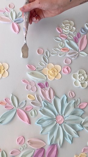 Textured Flower Painting with Palette Knife