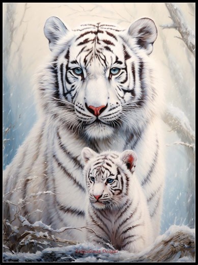 White Tiger and Cub 2 Counted Cross Stitch Patterns - Printable Chart PDF Format Needlework Embroidery Crafts DIY DMC Color - Color Symbols - Etsy UK