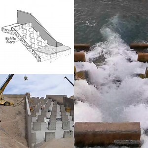 Stilling Basins Water moving through the spillway of a dam contains a large amount of energy. This energy can cause erosion at the outlet which can lead to instability of the spillway. Failure to properly design, install, or maintain a stilling basin could lead to problems such as undermining of the spillway and erosion of the outlet channel and/or embankment material. These problems can lead to failure of the spillway and ultimately the dam. A stilling basin provides a means to absorb or dissip