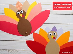 Turkey Craft for Kids, Thanksgiving Paper Craft Activity, Printable Preschool, Build A Turkey Kid's Craft, Thanksgiving Turkey Printable - Etsy