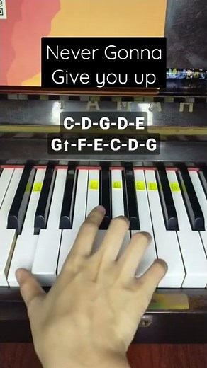 Never Gonna Give you up - Rick Astley Piano Tutorial in C major #shorts #pianotutorial #rickroll