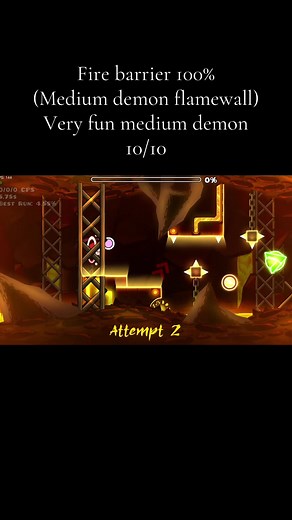 Flamewall Geometry Dash Level Review — Medium Demon Fire Barrier 100%