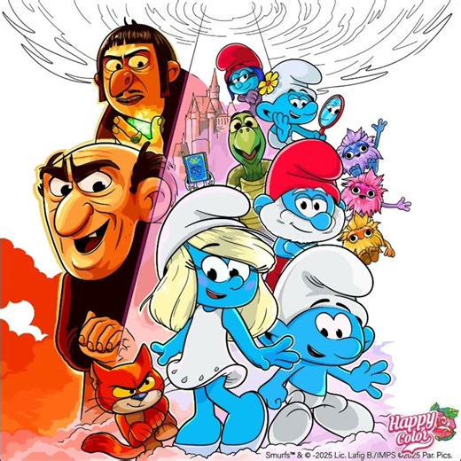 Happy Color - Smurfs The Animated Movie (Year 2025 Movie) Promotional Poster (Exclusive Pics)