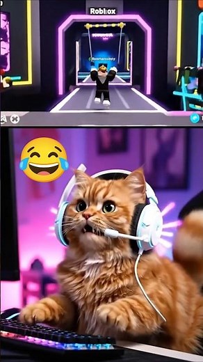 Roblox Cat Reacts LIVE 😹 | Funniest Gamer Cat Moments Ever! #funnyanimal #catshorts #aicat