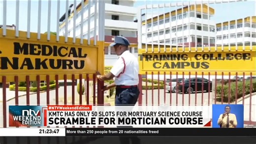 24K views · 387 reactions | Scramble for mortician course A record 250 applications were sent for the mortuary science at the Kenya Medical Training College for the 2025 March intake against the 50 available slots. #NTVWeekendEdition | NTV Kenya | Facebook