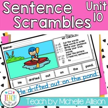 Decodable Sentence Scrambles Consonant Blends & Sight Words 1st Grade Phonics