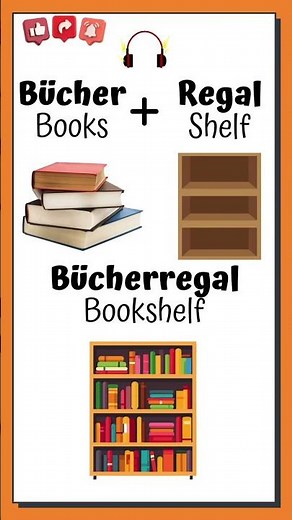 Learn German: Bücher + Regal = Bücherregal (Bookshelf) | Fun German Vocabulary for Beginners #short