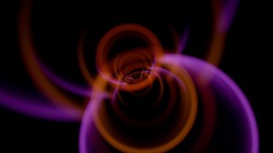 a purple and orange swirl on a black background