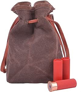 Drawstring Leather Ammo Cartridge Bag, Rifle Shotshell Holder Storage Pouch
