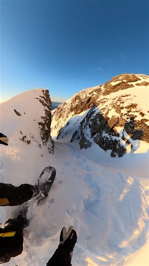 Chasing gravity from frozen peaks to open water❄️ #GoProFamily Member Victor Rizzardi feeling the fresh powder from Lofoten captured with #GoProMAX 📷 #lofoten #snowboarding #gopro #gopronordics | GoPro
