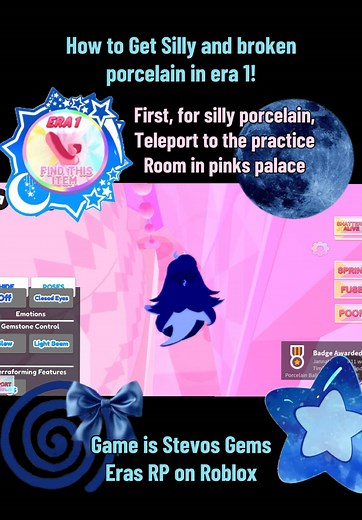 How to get silly porcelain and broken porcelain in Era 1 || game is Stevos gems eras RP on Roblox || #stevosgemsrp #stevenuniverse #timtsuki #roblox #porcelain