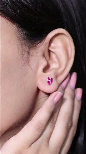 Marquise Ruby Stud Earrings | Ruby 3 Stone Cluster Earrings | July Birthstone Jewelry