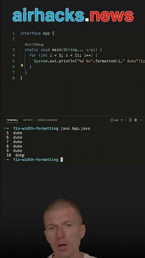 formatted() and Fixed Width Formatting #java #shorts #coding #airhacks