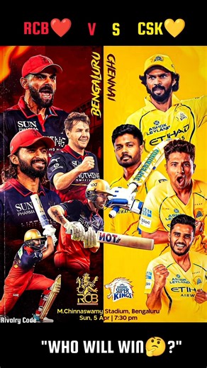 "Agar tum asli IPL fan ho toh "Fans divided ⚡Red vs Yellow 💛❤️Prediction comment karo 👇#cskvsrcb #ip