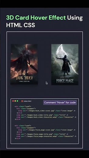 3D Card Hover Effect Using HTML & CSS 🎴✨ | #shorts #coding #hovereffect #css