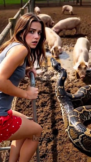 Terrifying Python Encounter 😱🐍 | Brave Girl Faces Giant Snake Among Wild Pigs |