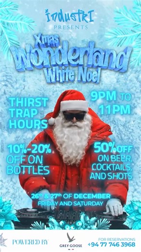 Industri | Colombo 7 on Instagram: "Don’t miss out on WHITE NOEL — happening this weekend ❄️✨ ☎️Reservations:+94 77 746 3968 #industricolombo #srilanka #chrismas"