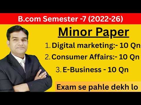 B.com Semester 7| BBMKU 2026| B.com semester 7th Minor paper important Questions with Answer|