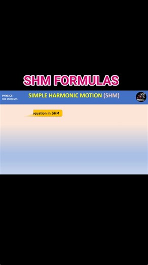 “Key formulas of Simple Harmonic Motion (SHM) for quick revision.” . SHM in one frame 📚💡.” . . #SHM #periodicmotion #physicsformula #learnphysics #PhysicsForStudents #physicslovers #PhysicsMadeSimple #BoardExamPrep #keeppracticing | Physics for 2 level