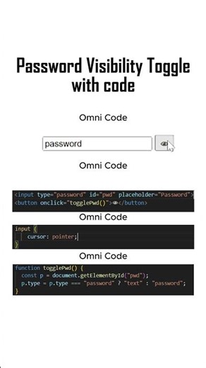 Password Visibility Toggle with code. HTML CSS JavaScript #webdesign #password #coding