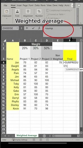 Weighted average using excel #tutorials #excel #exceltips #exceltricks #business