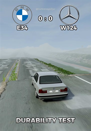 Durability Test BMW E34 VS Mercedes-Benz W124 #beamng #foryou #carcrash #testhubng #beamngdrive