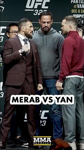 Merab Dvalishvili and Petr Yan face off at the UFC 323 press conference in Las Vegas 👀