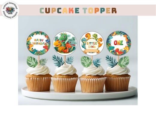 Editable Dinosaur Cupcake Topper Template – Dino Birthday Party Decor – Printable Party Decorations - Dinosaur Party Favors-instant Download - Etsy