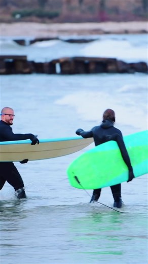Sheboygan's shoreline has 24 unique breaks along the five-mile coast, making it a perfect spot for surfers to catch a freshwater wave. While surfing is a year-round activity in the Midwest, the peak season is from September to March. In winter, with water temperatures of 33 degrees, ice chunks and sub-zero wind chills, surfing becomes incredibly intense. But for the fanatics, it's a chance they can't pass up. #visitsheboygan #sheboygan #wisconsincheck #wisconsin #surf #surfing #surfer #surftok #