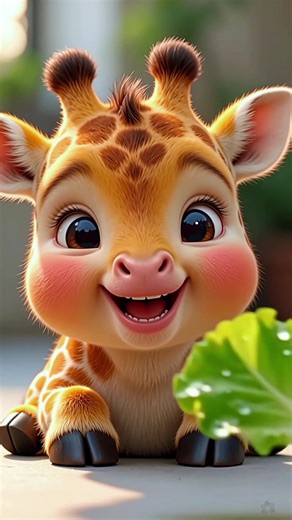 Baby giraffe 🦒 laughs & eats 😭🔥 #AI #Viral #Cute #Funny#satisfying | giraffe
