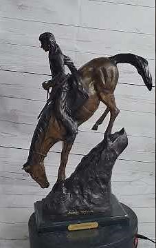 Mountain Man Frederic Remington Native American Indian Bronze Statue Sculpture 21" x 17" 57786