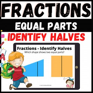 Fractions Equal Parts Identify Halves Boom Learning Cards ™ Back to School