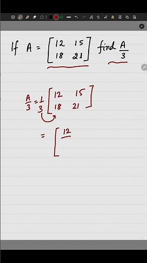 Matrix Concept | Division in a Matrix | Find A/3 for given matrix #maths #shorts