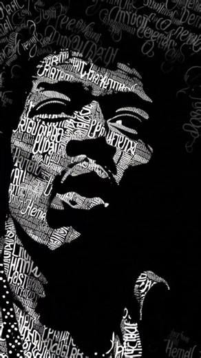 Create a portrait of Jimi Hendrix in the Calligraffiti art style.