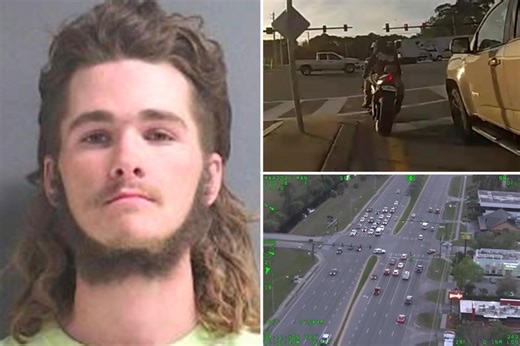 Mulleted motorcyclist with ‘WILL RUN’ license plate leads Florida cops on high-speed chase: ‘Was that s–t fun?’