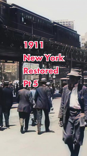 Restored Footage of a Busy Street in New York City in 1911