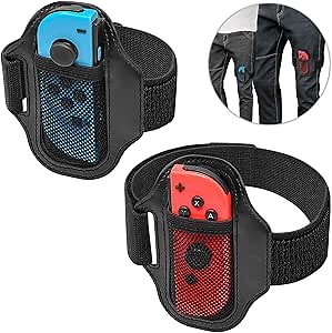 [2 Pack] Leg Strap for Nintendo Switch/Switch 2 - Sports Play Soccer/Switch Ring Fit Adventure, for Joy Cons Switch Controller Game Accessories,Adjustable Elastic Strap,Two Size for Adults & Children