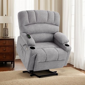MCombo Oversized Power Lift Recliner Chair, 27.2'' Extra-Wide Seat, Fabric(Medium-Wide, Grey)