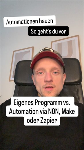 Daran machst du fest, ob du wirklich ein Programm selber erstellen musst oder ob nicht n8n, Make oder Zapier völlig ausreichend sind. #automationskraft #ki #aitool #n8n #cursor | Oliver Kraft