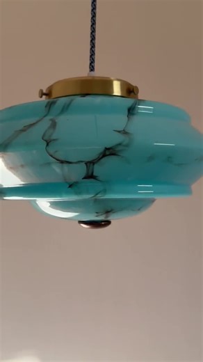 Antique Art Deco Blue Marbled Glass Pendant Lamp / Mid Century Ceiling Light / Vintage Hanging Lamp / Made in Italy / 1940s - Etsy