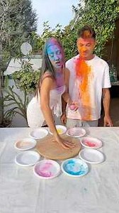 SPIN AND DON'T GET HIT BY THE COLORED POWDER #challenge #holi