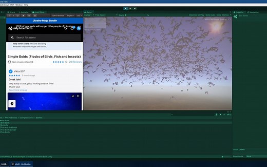“强烈推荐”免费Unity插件 - Simple Boids 高性能集群动物活动模拟