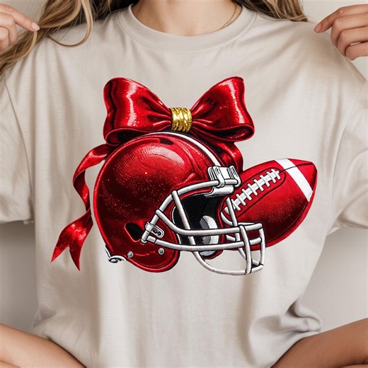 Girly Football Helmet PNG – Red Bow Faux Embroidery Sports Design (digital Download) - Etsy UK