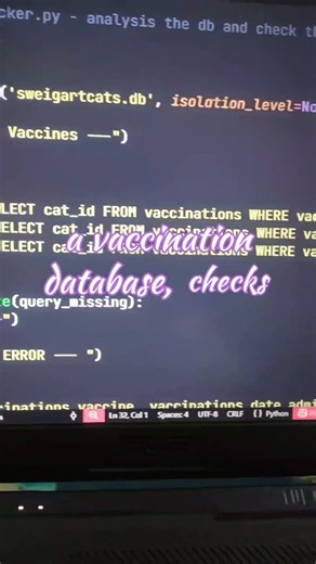 Day 56 | Cat Vaccination Checker (Python + SQLite Project)