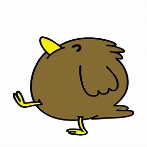 cartoon of a happy bird walking creative drawing