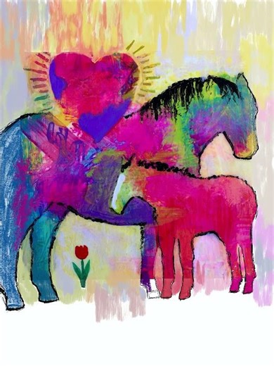 Procreate Time Lapse Mare & Foal Love