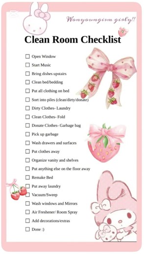 Clean room checklist🧋🍩