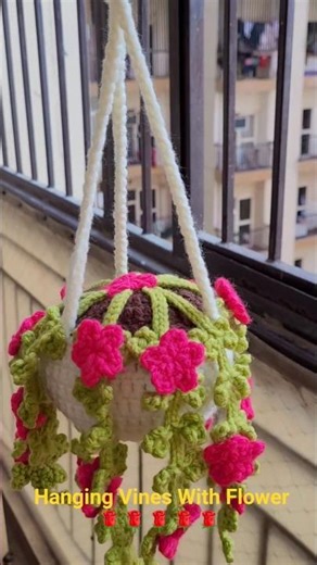 Crochet Hanging Vines With Flower 🌹 #crochet #crochethangingflower